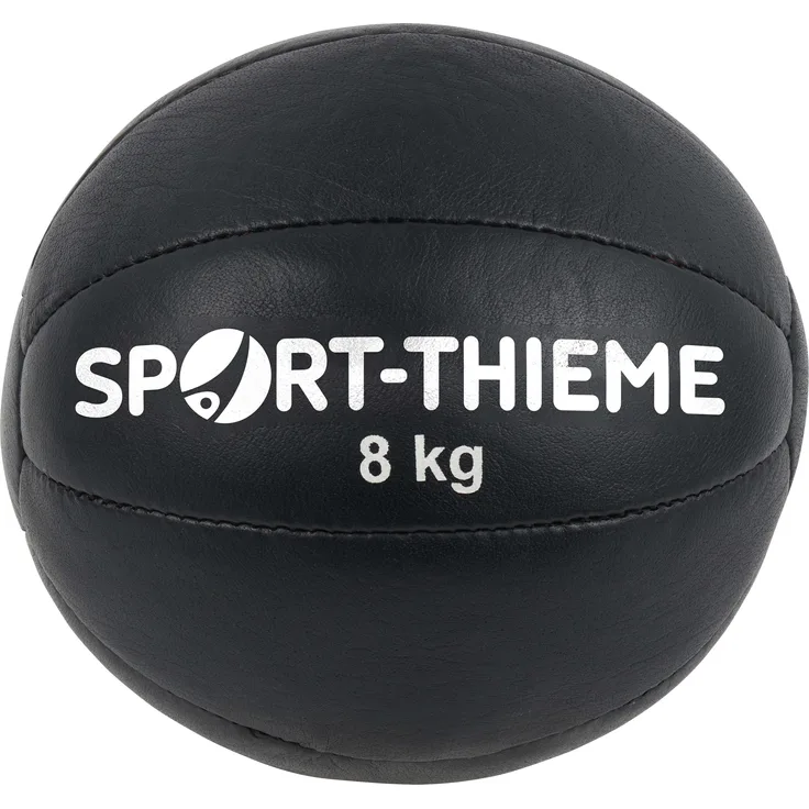 Sport-Thieme Medizinball, 8 kg, Durchmesser 250 mm, aus echtem Leder, schwarz