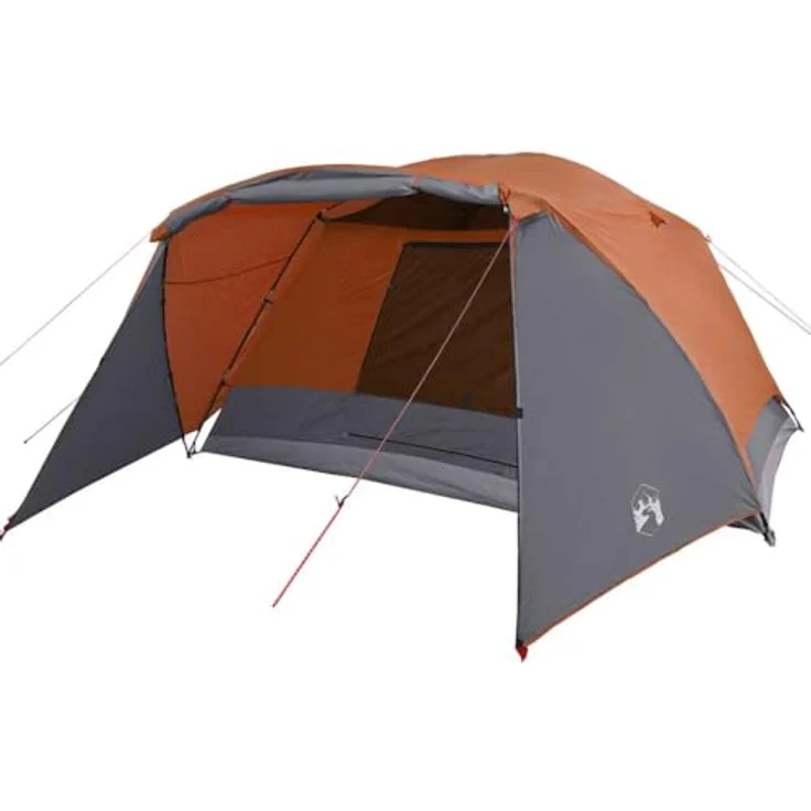 vidaXL Kuppelzelt für 4 Personen, wasserdichtes Campingzelt mit E-Anschluss, orange, 6.80 kg, 350 x 280 x 155 cm – Bild 1