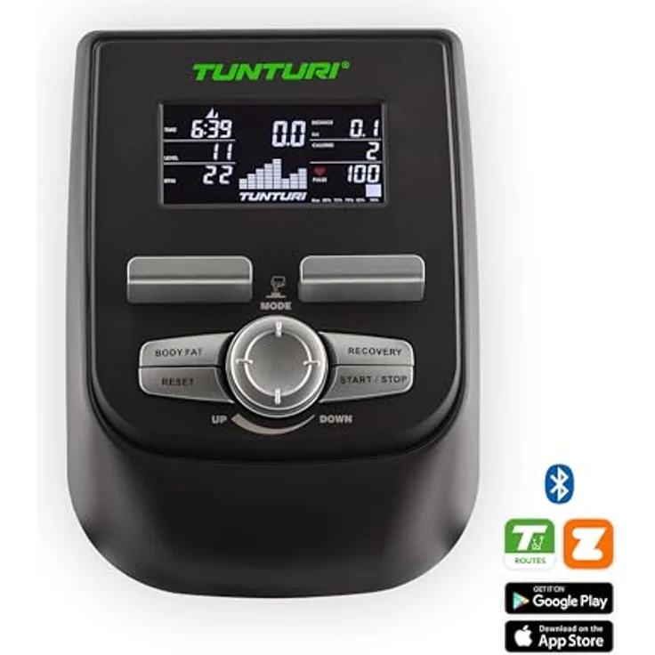 Tunturi Signature E40 Heimtrainer - Fitnessfahrrad mit 25 Trainingsprogrammen - Bluetooth - Komfort Plus Sattel - blau – Bild 4