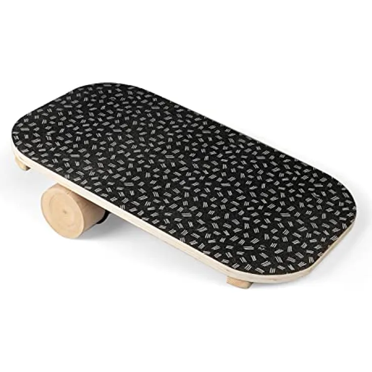 SportPlus Balance Board aus Holz mit Rolle, rutschfestes Griptape, ideal für Gleichgewichtstraining, Wackelbrett, Balancierbrett, Gleichgewichtstrainer, Nutzergewicht bis 100kg