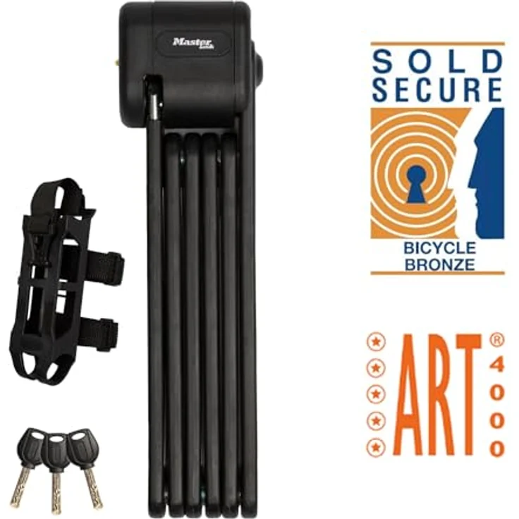 Master Lock 8333EURDPRO, Faltschloss 95 cm, zertifiziert mit Sold Secure Bronze und ART2, gehärteter Stahl mit Polymerbeschichtung – Bild 2