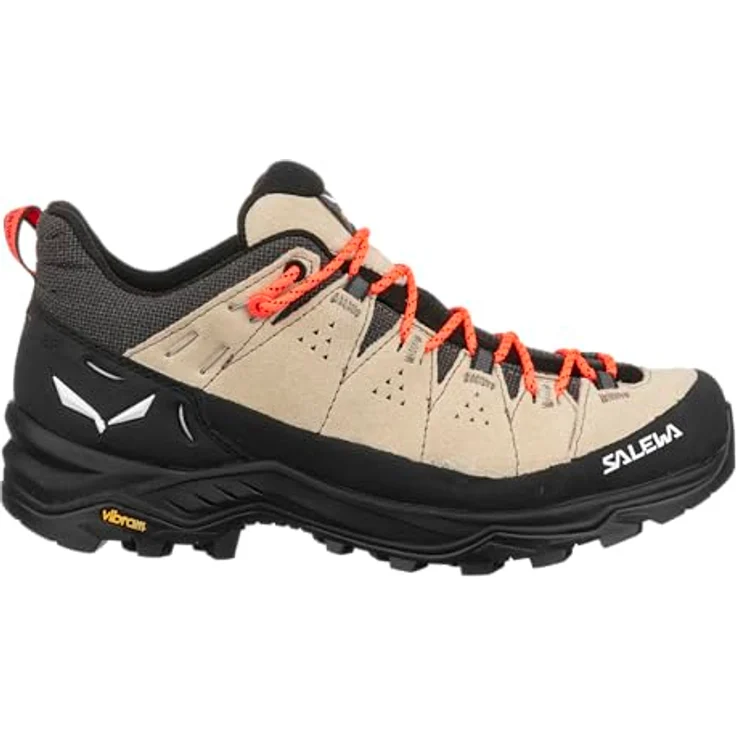 Salewa Alp Trainer 2, Damen Wanderschuh aus robustem Veloursleder mit Vibram Außensohle, beige/schwarz – Bild 6