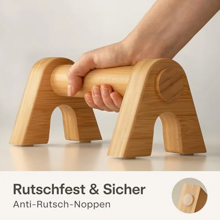 Praknu Liegestützgriffe aus Holz - Gelenkschonende & Rutschfeste Paralletes mit Tragetasche - Ergonomische Push Up Bars für Calisthenics, Handstand & Liegestütze - Für Zuhause & Outdoor – Bild 3