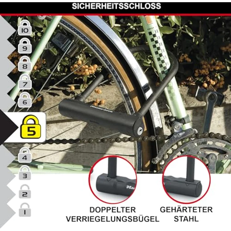 MASTER LOCK Bügelschloss 8170EURDPRO, Schlüsselschloss mit Halterung und gehärtetem Stahl, ideal für Fahrräder – Bild 3