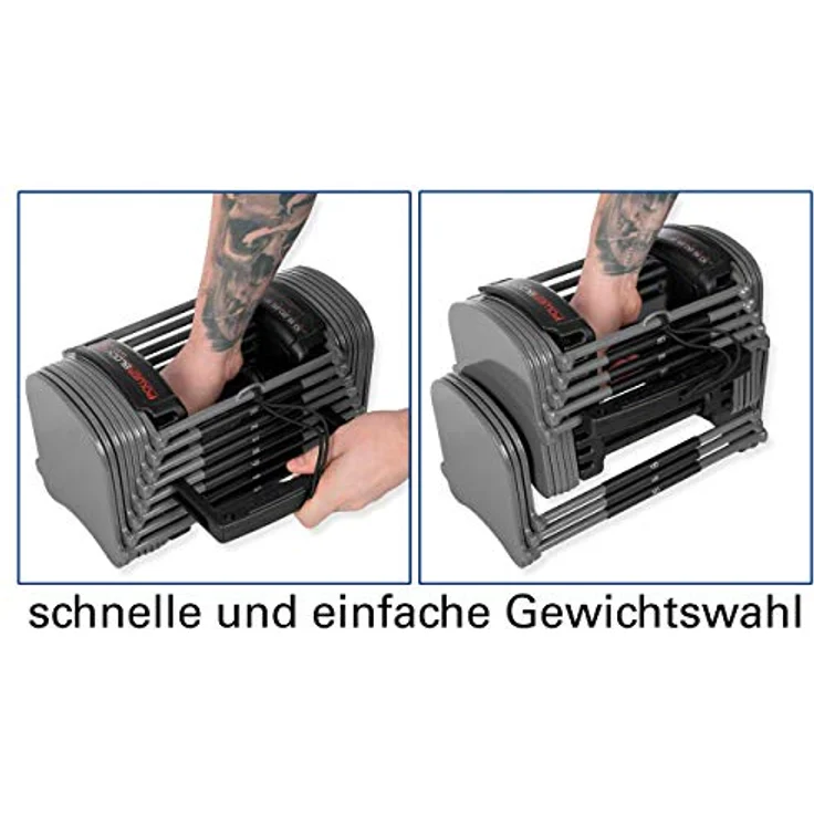 Sport-Tec Power Block Hantel 50, 4,5-23 kg, Paar - Platzsparendes Hantelset für das Homegym, schwarz - Preisvergleich – Bild 2