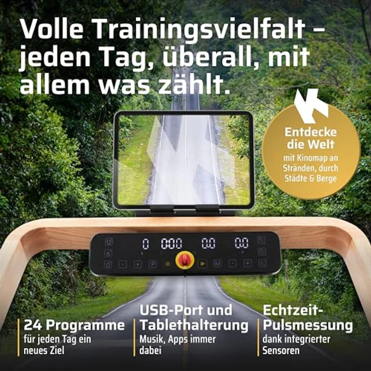 SportPlus Laufband SportPlus Walking Pad, klappbar bis 18 km/h, Eichenholz, 12% Steigung, FSC®-zertifiziert, leiser Brushless Motor, TÜV-zertifiziert, bis 150kg – Bild 3