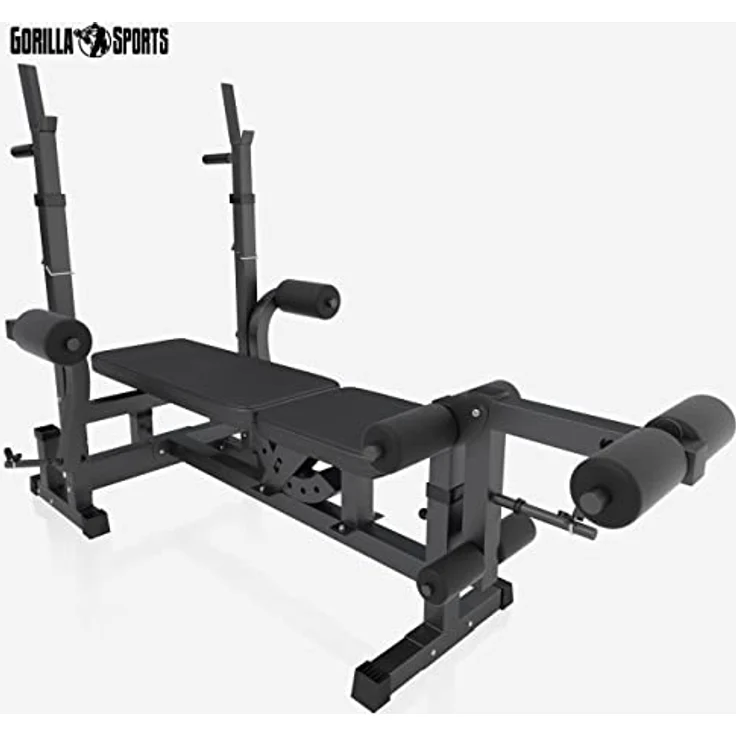 GORILLA SPORTS Kraftstation inkl. Hantelset 100kg, Latzug, Weiß/Schwarz - Multifunktion Hantelbank – Bild 6