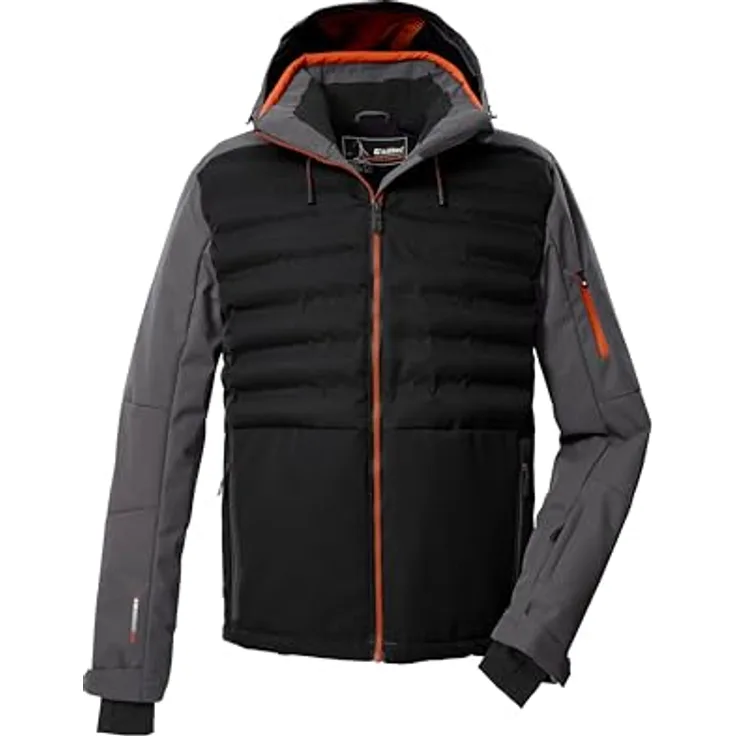 Killtec Ksw 72 Mn, Herren Skijacke in Schwarz, winddicht und wasserabweisend mit 10.000 mm Wassersäule, Hybridoptik, Größe L
