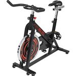 GORILLA SPORTS® Heimtrainer Fahrrad - mit Ergometer, 13kg Schwungrad, Stufenloser Widerstand, Sitz/Griff verstellbar - Schwarz-Rot