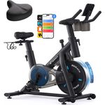 Merach Heimtrainer Fahrrad Ergometer mit magnetischem Widerstand, leise, LCD, App, Tablet-Halter, verstellbarer Sitz, Hantelrack, bis 122 kg