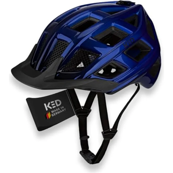 KED CROM, leichter Fahrradhelm mit K-FIT Anpassungssystem und Rücklicht, blau-schwarz M 52-58 cm – Bild 1
