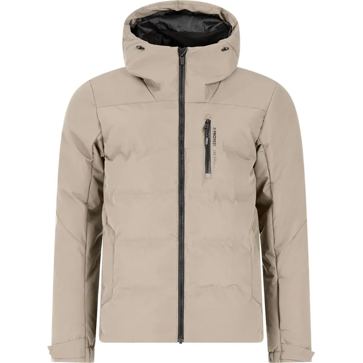 Protest Superior Jacke, funktionale Skijacke in Beige, wasserdicht und atmungsaktiv, mit verstellbarer Kapuze und Kunstfaser-Isolierung, Größe M Herren