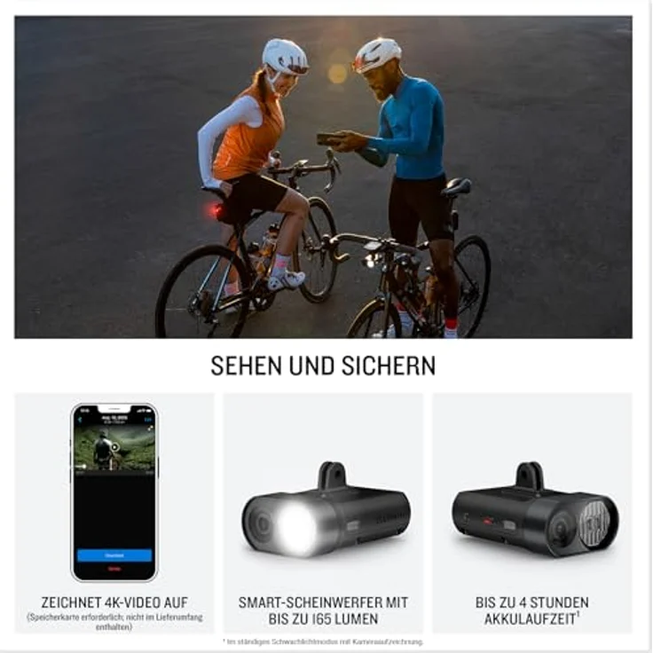 Garmin Varia Vue StVZo, Frontlicht mit Dashcam, 165 Lumen, 4 Stunden Akkulaufzeit, automatisierte Ereignisaufzeichnung, schwarze Variante – Bild 2