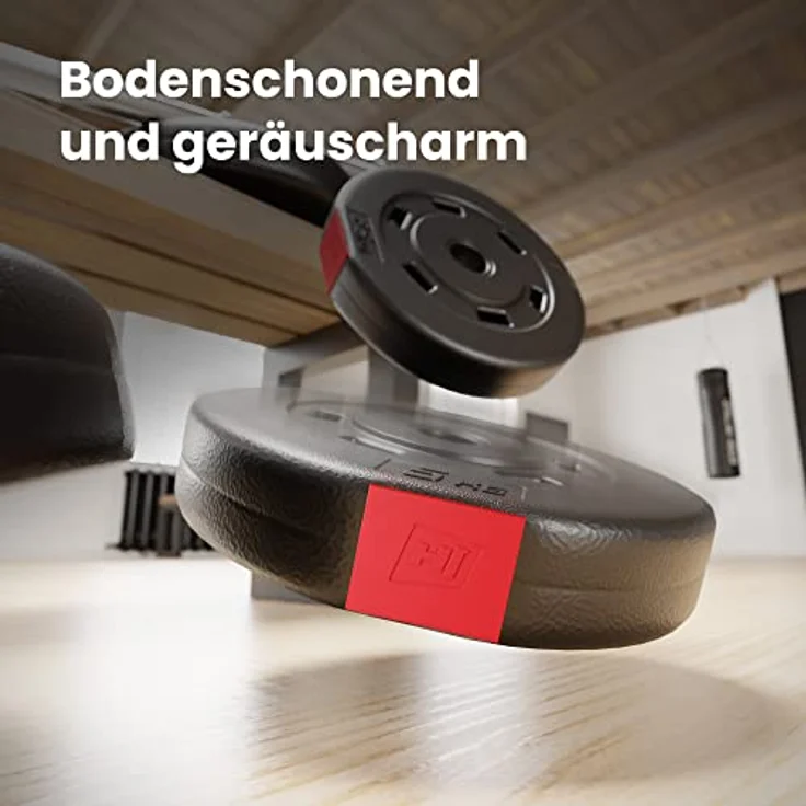 Hop-Sport Hantelscheiben-Set 5, 10, 20, 30 kg Kunststoff Gewichte 30 mm Hanteln Gewichtsscheiben 4x5 kg / 2x10 kg / 2x5 kg+2x10 kg (2 x 10 kg) – Bild 4