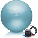 BODYMATE Gymnastikball Sitzball Trainingsball mit GRATIS E-Book inkl. Luft-Pumpe, Ball für Fitness, Yoga, Gymnastik, Core Training, für starken Rücken als Büro-Stuhl ICY Blue 65cm