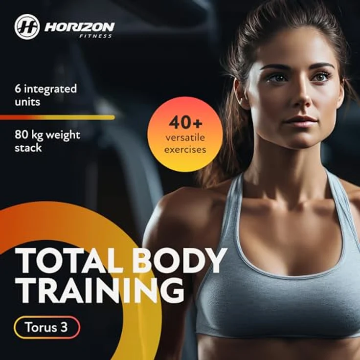 HORIZON Fitness Kraftstation Torus 3, Robuste Rahmenkonstruktion, Mattschwarze Pulverbeschichtung – Bild 2