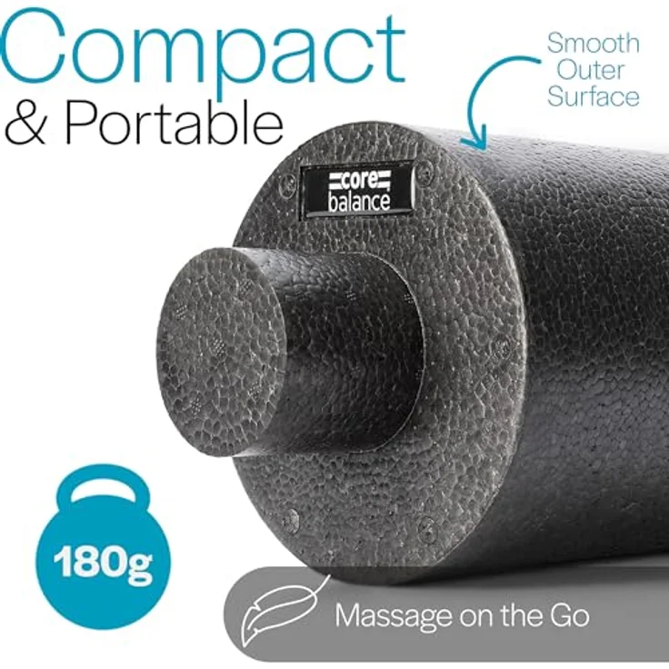 Core Balance 2 in 1 Faszienrolle mit herausnehmbarem Kern, EPP Schaumstoff für Tiefengewebsmassage, 33 x 15 cm & 33 x 6 cm, für Fitness & Yoga, in Schwarz, Blau oder Aquamarin – Bild 4