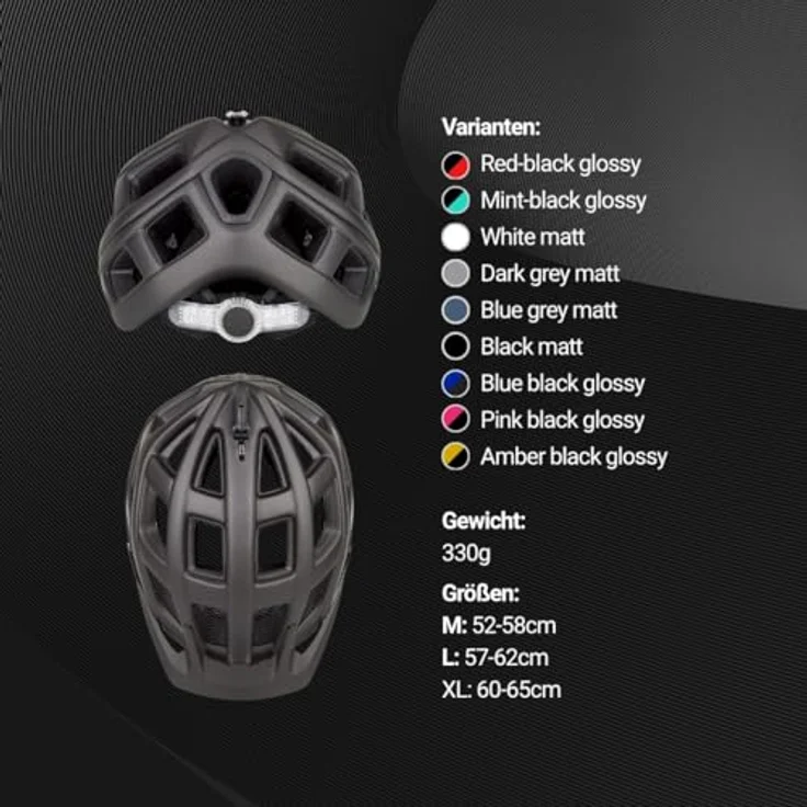 KED Crom MTB Helm, Fahrradhelm mit K-FIT Anpassungssystem, integriertem LED-Rücklicht, 340g, schwarz, Größe L – Bild 6