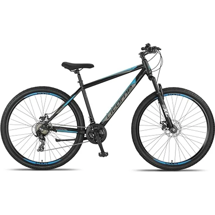 Licorne Bike Guide Premium 29 Zoll Mountainbike, Federgabel MTB mit Scheibenbremsen, hochwertige Markenqualität für Jugendliche und Erwachsene (Schwarz/Blau) – Bild 3