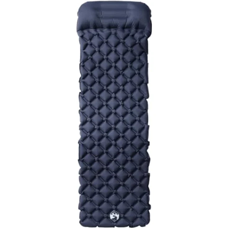 vidaXL Isomatte, Aufblasbare Campingmatratze aus 40D-Nylon, Wasserfest, Integriertes Kissen, Grau, Tragetasche – Bild 2