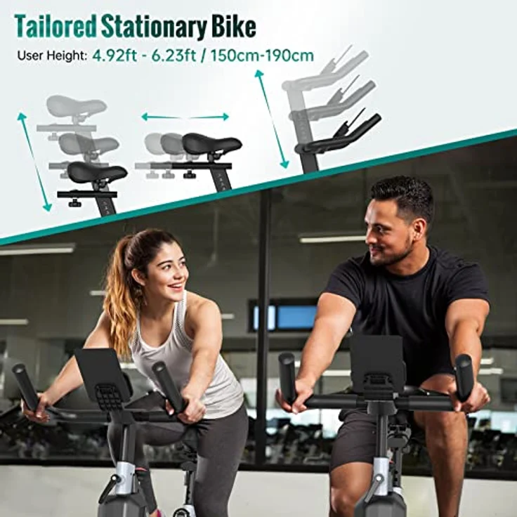 PASYOU Heimtrainer Fahrrad mit Magnetischer Widerstand, Fitnessbike Riemenantrieb, LCD Monitor mit RPM, IPad-Halterung Hometrainer 150 kg Belastbar – Bild 5