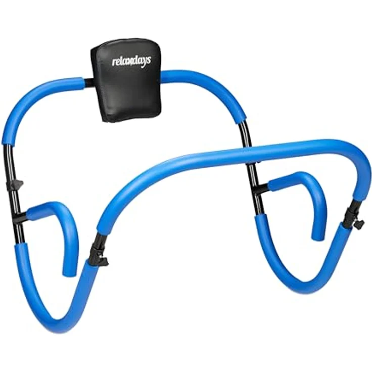 Relaxdays Bauchtrainer, Bauchmuskeltrainer, HxBxT: 66 x 71 x 71 cm, effektives Training zuhause, Sit-Ups, blau/schwarz – Bild 1