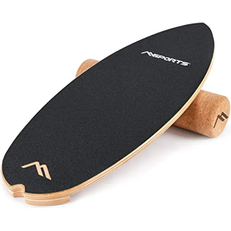 MSPORTS Surf Balance Board aus Holz/Balance Skateboard inkl. Rolle | Balance Board & Indoor Surfboard Trickboard und Gleichgewichtstrainer für Kinder und Erwachsene