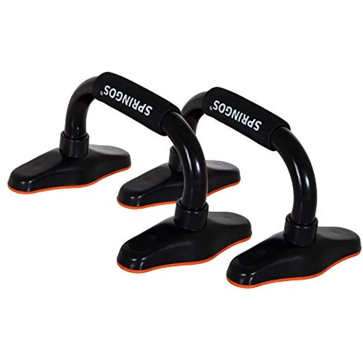 SPRINGOS Liegestützgriffe mit Anti-Rutsch-Unterlagen 2 Stück Push-up-Bars 24 cm lang Set- 2 Stück Muskelaufbau Muskeltraining Bodybuilding für ein Home Gym - Schwarz 24 cm