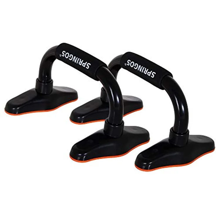 SPRINGOS Liegestützgriffe mit Anti-Rutsch-Unterlagen 2 Stück Push-up-Bars 24 cm lang Set- 2 Stück Muskelaufbau Muskeltraining Bodybuilding für ein Home Gym - Schwarz 24 cm – Bild 1