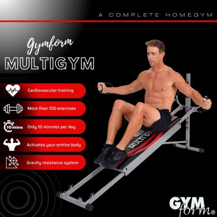 GYMFORM Heimtrainer Multigym (7-TLG., mit Beinzubehör, mit Seilzug), Kraftstation, Ganzkörpertraining in kürzester Zeit, Fitness Bank, Vollständig, Praktisch und Sehr Wirksam – Bild 3