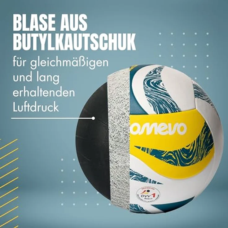 MOMEVO Beachvolleyball SunPro, DVV1 zertifiziert in offizieller Größe und Gewicht, ideal für Training & Wettkampf – Bild 7