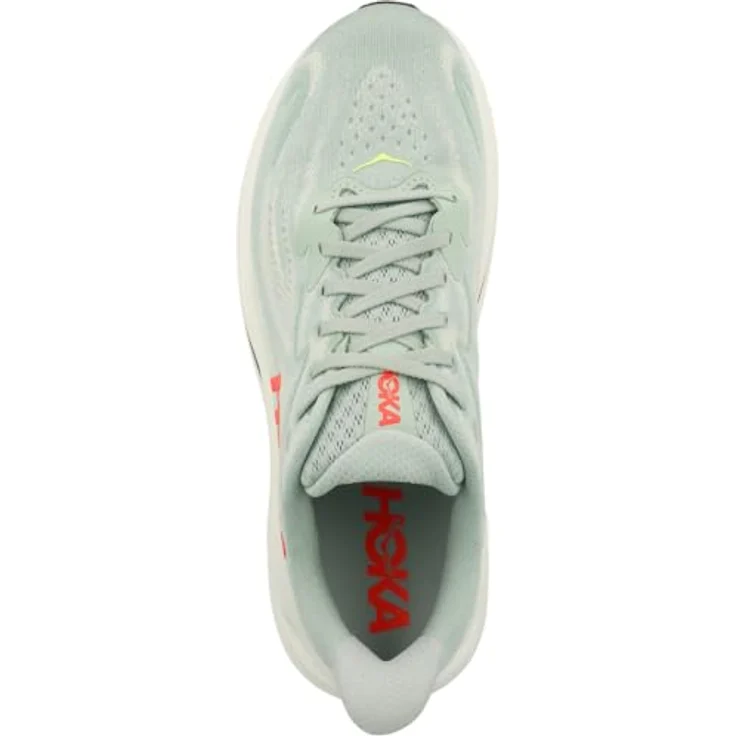 HOKA ONE ONE Clifton 10, Herren Laufschuh mit starker Dämpfung und atmungsaktivem Obermaterial, sage/neon flame, Größe 42 – Bild 2
