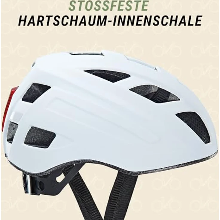 Prophete Urban Fahrradhelm, Erwachsenenhelm, GLUE ON, 58-61 cm, 280 g, weiß, mit LED – Bild 3