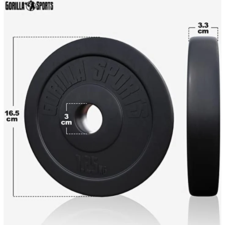 GORILLA SPORTS® Hantelset - 100kg, Langhantelstange 170 cm, Curlstange 120 cm, 2 x Kurzhanteln 30mm, Gewichte 4x1,25kg / 4x2,5kg / 2x5kg / 2x10kg / 2x15kg, 8 Sternverschlüssen, Kunststoff - Hantel Set, Schwarz - Preisvergleich – Bild 4