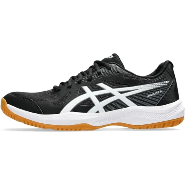 Asics Upcourt 6 Herren Hallenschuhe, Schwarz, Größe 8, mit Lederimitat-Obermaterial und atmungsaktiven Mesh-Einsätzen – Bild 5