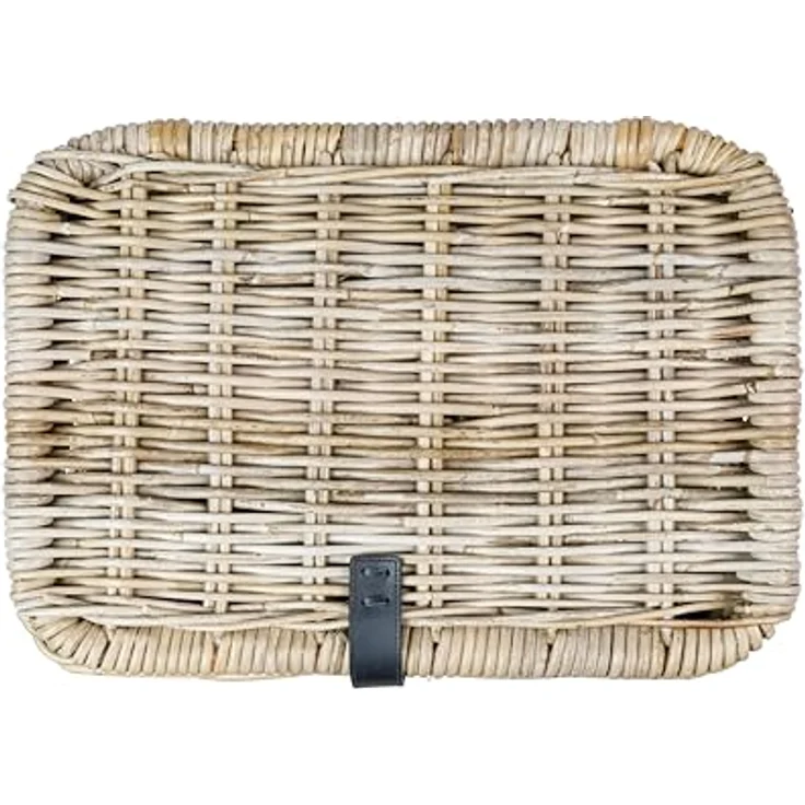 Basil Dax S, Velokorb aus handgeflochtenem Rattan, 20 l, grau, mit Deckel und Lederverschluss – Bild 4