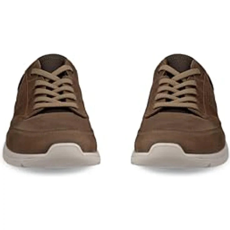 Ecco Irving Lace Sneakers, Herrenschuhe aus hellbraunem Nubuckleder mit herausnehmbarem Fußbett und flexibler PU-Sohle – Bild 6