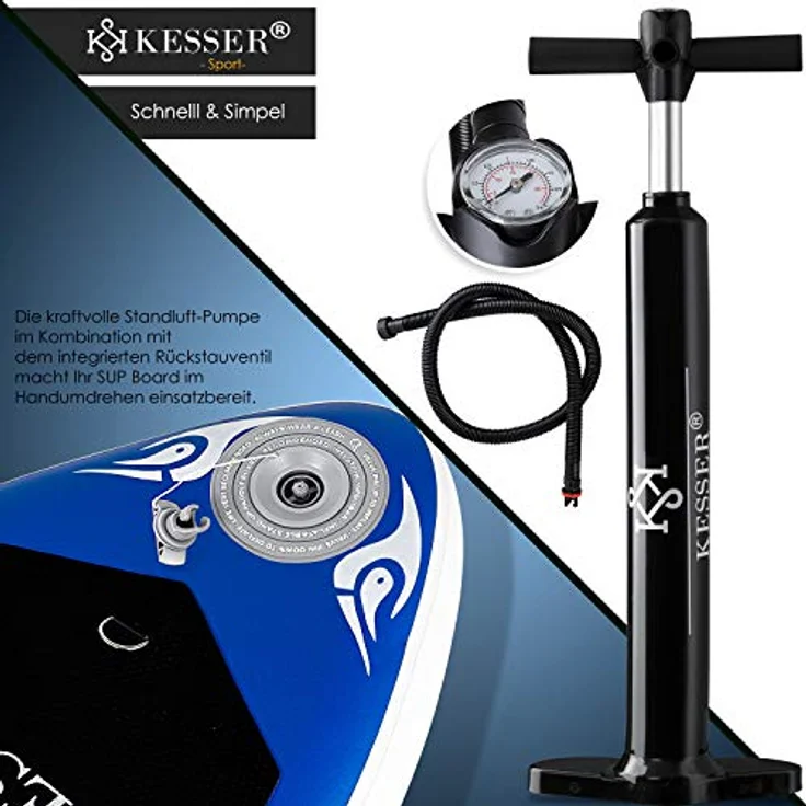 KESSER® Aufblasbares SUP Board Set Stand Up Paddle Board Premium Surfboard Wassersport | 6 Zoll Dick | Komplettes Zubehör | 130kg (AQUA) Blau 320CM – Bild 7