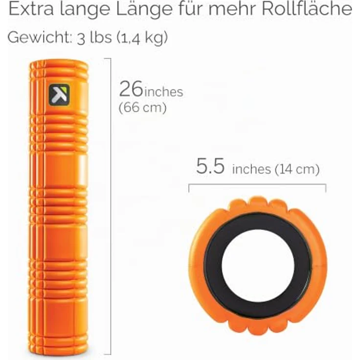 Trigger Point GRID 2.0 Foamroller, selbstmassage mit 3D-Oberfläche und hohlem Design, orange – Bild 3