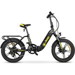 Jeep E-Bikes Unisex – Erwachsene FR 7000 E-Bike, Schwarz, 20 Zoll, Xiongda 250W Heckmotor und integrierter Akku
