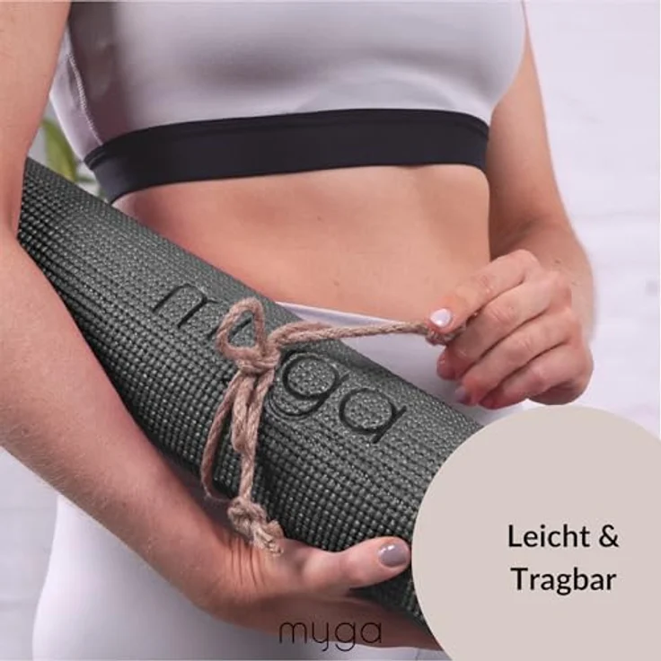 Myga Einsteiger-Yogamatte, rutschfest & leicht zu tragen, 4 mm dick, 173 cm x 61 cm, ideal für Yoga, Pilates, Meditation & Fitnessübungen, schwarz – Bild 5