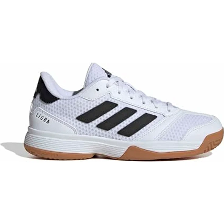 ADIDAS Ligra 8 K, Hallen-Turnschuhe aus atmungsaktivem Mesh mit dämpfender Zwischensohle, White/Black, Kindergröße 35 – Bild 2
