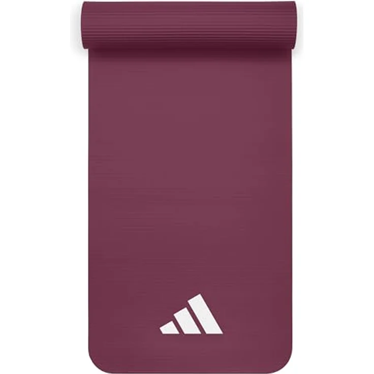 adidas ADMT-11015MN Fitness Mat, 10mm NBR Yogamatte mit rutschfester Oberfläche, maroon, 183 x 61 cm – Bild 1