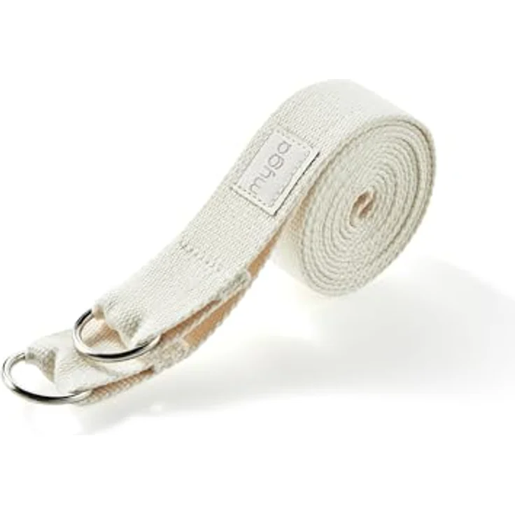 Myga 2-in-1 Yoga Gurt für Dehnung und Flexibilität, verstellbar mit D-Ring, 180 cm, Baumwolle, erdige Farben – Bild 1