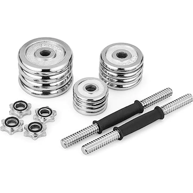 Gymtek Gusseisen Hantelset, 20kg Kurzhanteln 2er Set, Verchromten Hantelstange, Verstellbare Hanteln Set, Gewichte Hantel, Dumbbell Set, Kurzhantel Set für Krafttraining Zuhause, Verchromtes Gusseisen – Bild 2