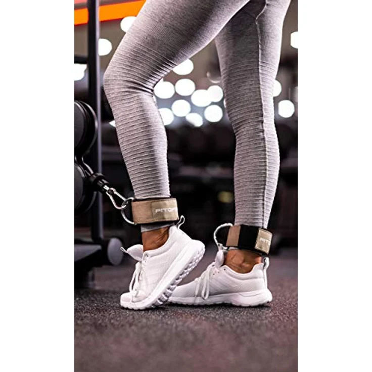 Fitgriff Komfort Fußschlaufen (2Stück) - für Fitness Training am Kabelzug - Fußfesseln für Damen und Herren (Sand) - Preisvergleich – Bild 2