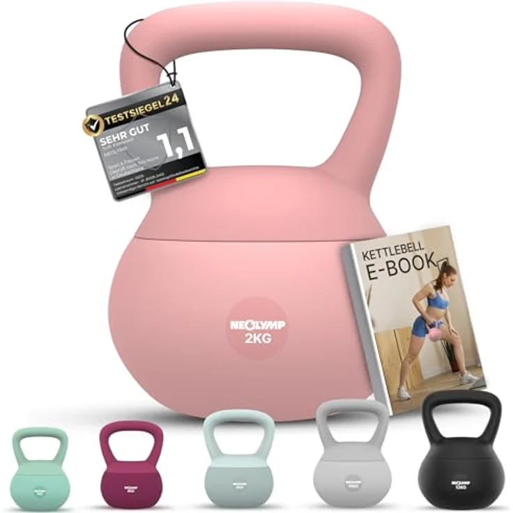 NEOLYMP Soft Kettlebell, bodenschonende & leise Kugelhantel mit Eisensandfüllung, ergonomischer Softgriff, 2–12 kg, ideal fürs Homegym – Bild 1