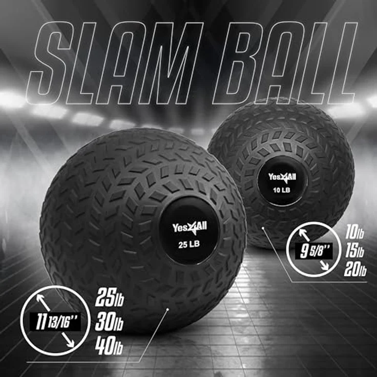 Yes4All Slam Ball Ball-Tread-Black-10lbs, Schwarz, 4.54kg – Bild 2
