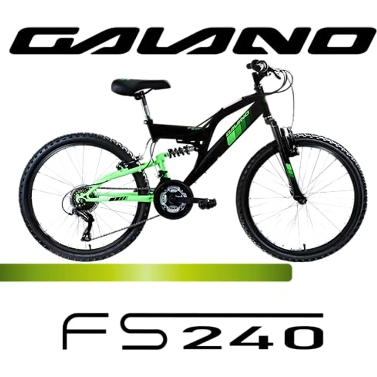 Galano Mountainbike FS240, 18 Gang Shimano Tourney, vollgefederte Kettenschaltung, 24 Zoll für Kids, schwarz/grün, schwarz/rot, schwarz/türkis, geeignet für Körpergröße 130-145 cm – Bild 2