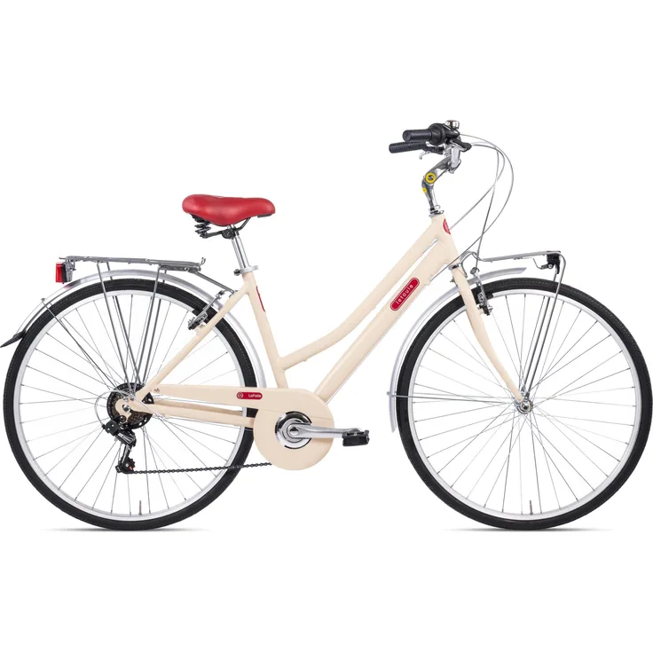 VENICE Letoule LaFolie City Bike 28, 6-Gang Aluminium Damenfahrrad mit Shimano-Schaltung, Beige